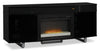 Odesos 72\" TV Stand with Glass Ember Firebox and Soundbar – Black