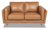 Vivia Top-Grain Genuine Leather Loveseat - Caramel