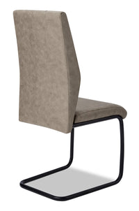 Heath Dining Chair with Vegan-Leather Fabric, Metal - Taupe