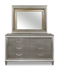 Max Bedroom Dresser Mirror with LED Light, Glam - Silver