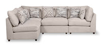 Scott Living Evolve Modular 4-Piece Linen-Look Fabric Pit Sofa Sectional with Feather Down Cushions - Grey