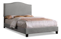 Cove Upholstered Platform Bed in Grey Fabric with Nailhead Design - Full Size