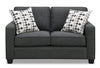 Sawyer Linen-Look Fabric Loveseat - Charcoal Grey