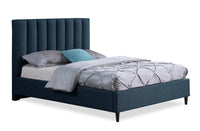Kort & Co. Rain Upholstered Platform Bed in Blue Fabric, Tufted - Full Size