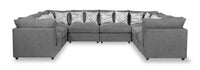 Scott Living Evolve Modular 8-Piece Linen-Look Fabric Sectional with Feather Down Cushions - Charcoal Grey