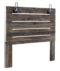 Abby Panel Headboard with LED Light & USB Ports, Brown - Full Size