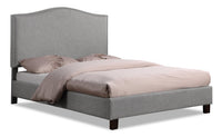 Cove Upholstered Platform Bed in Grey Fabric with Nailhead Design - Queen Size