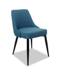 Eden Dining Chair with Linen-Look Fabric, Metal - Blue