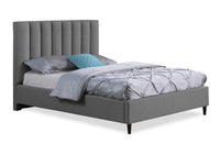 Kort & Co. Rain Upholstered Platform Bed in Grey Fabric, Tufted - Full Size