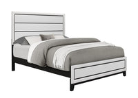 Kate Panel Bed with Headboard & Frame, White - Queen Size