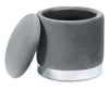 Phebe Velvet Storage Ottoman - Grey