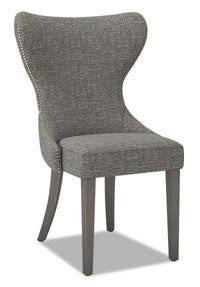 Shea Wing-Back Dining Chair with Linen-Look Fabric, Wood - Grey