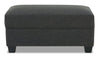 Sawyer Linen-Look Fabric Ottoman - Charcoal Grey