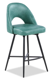Kort & Co. Bay Counter-Height Stool with Swivel Seat & Vegan Leather Fabric, 25.5