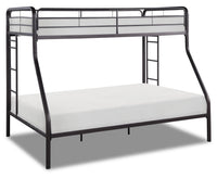 Noah Bunk Bed with Ladder & Guard Rail for Kids, Metal, Dark Bronze - Twin/Full