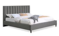 Kort & Co. Rain Upholstered Platform Bed in Grey Fabric, Tufted - King Size