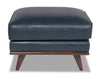 Vivia Top-Grain Genuine Leather Ottoman - Navy