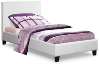 Chase Upholstered Bed in White Vegan-Leather Fabric - Twin Size