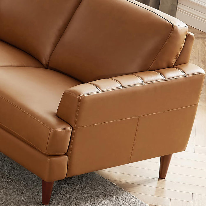 Hydeline Cassia Leather Loveseat - Brown