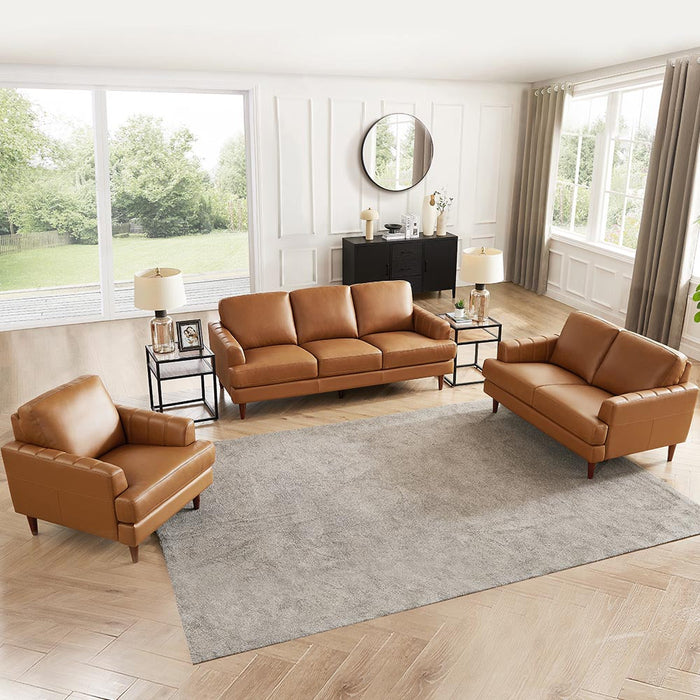 Hydeline Cassia Leather Loveseat - Brown