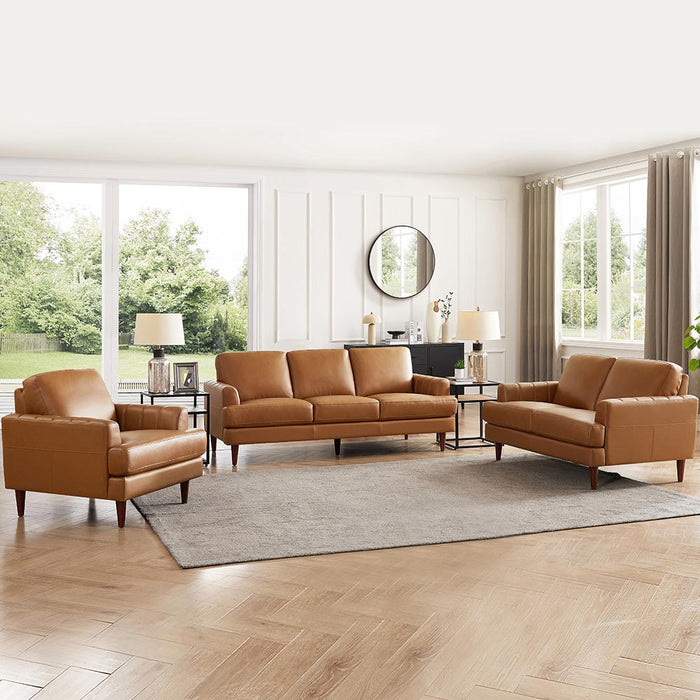 Hydeline Cassia Leather Loveseat - Brown