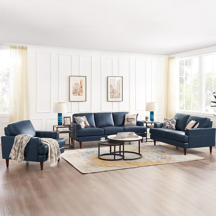 Hydeline Cassis Leather Sofa - Navy