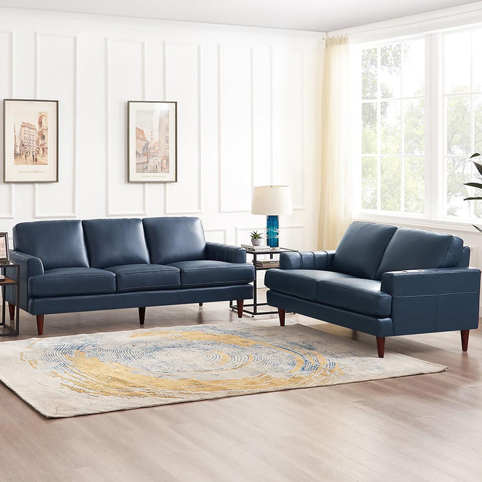 Hydeline Cassis Leather Sofa - Navy