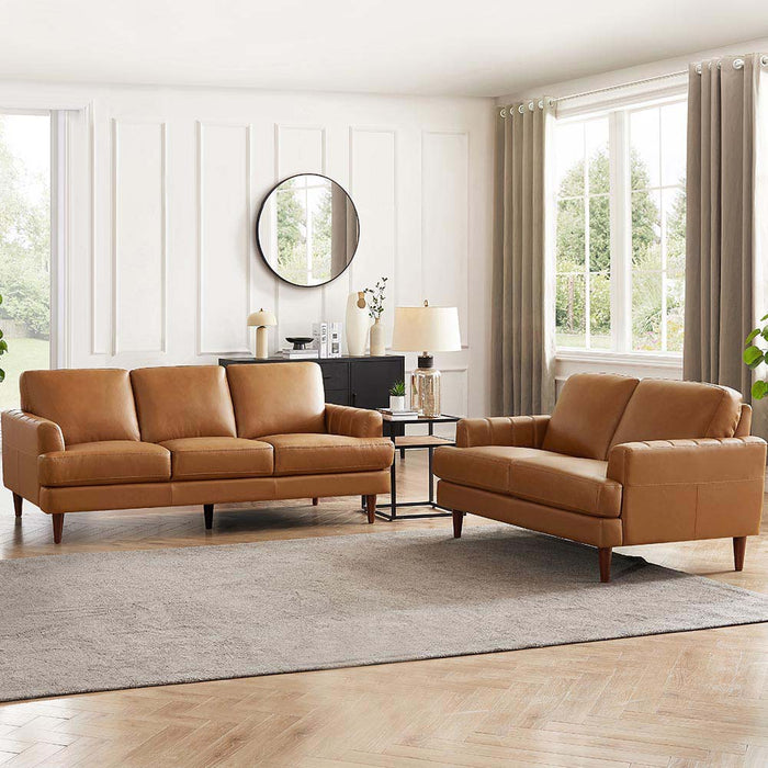 Hydeline Cassia Leather Loveseat - Brown