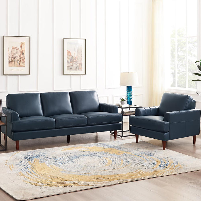 Hydeline Cassis Leather Sofa - Navy