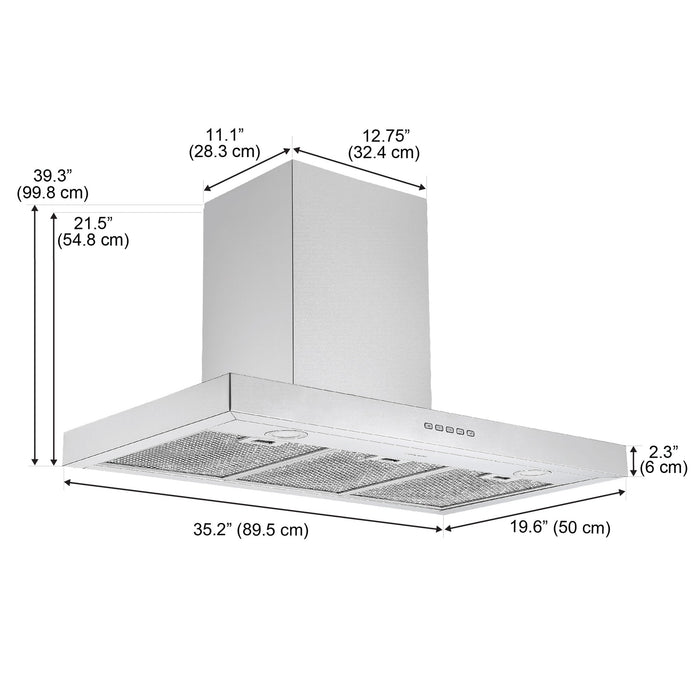 Ancona 36\" Convertible Wall-Mounted Range Hood - AN-1588 