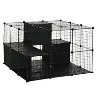 Pawhut Small Animal Cage Rabbit Cage With Door, Guinea Pig Playpen, Small Animal Fence For Bunny, Ch