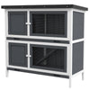 Pawhut Rabbit Hutch, Wooden 2 Tier Bunny Guinea Pig Cage With Openable Top, Slide-out Tray, Ramp, As