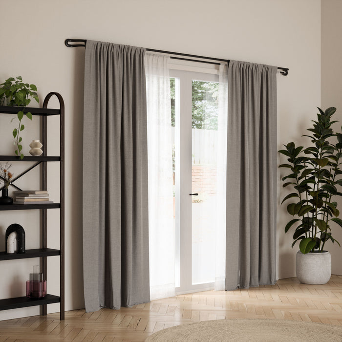 Umbra Midnight Matte Black Expandable Double Blackout 3/4\" Curtain Rod - 42\"-120\" 