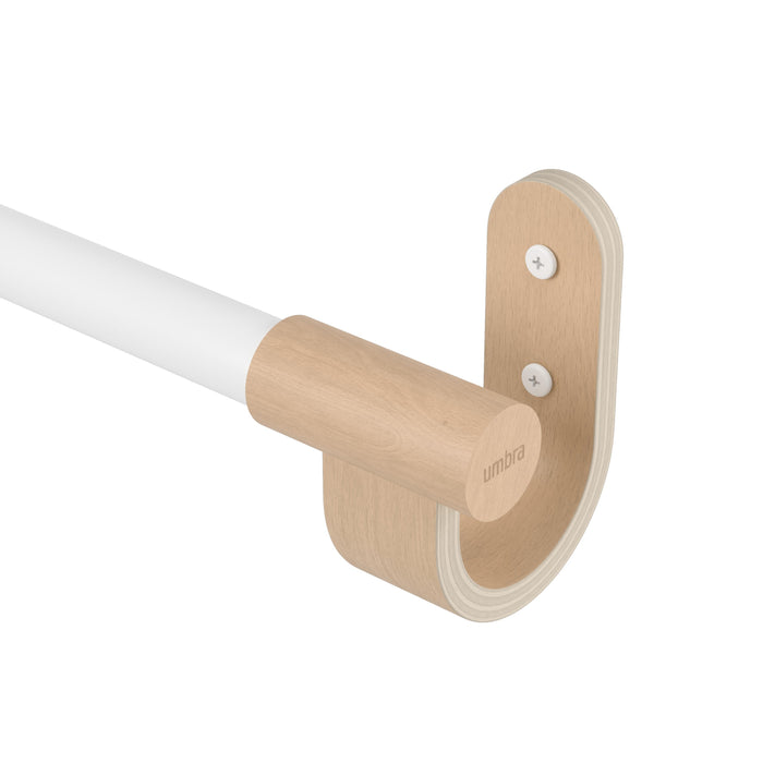 Umbra Bellwood White and Natural Expandable 1\" Curtain Rod - 42\"-120\" 