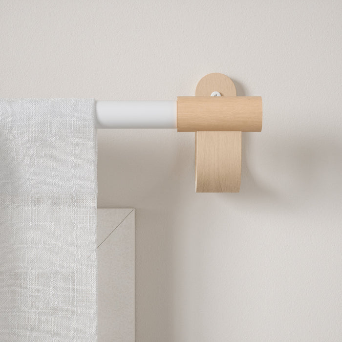 Umbra Bellwood White and Natural Expandable 1\" Curtain Rod - 42\"-120\" 