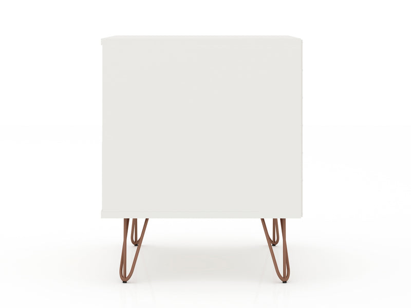 Manhattan Comfort Rockefeller Mid-Century Modern Nightstand with Drawer - White