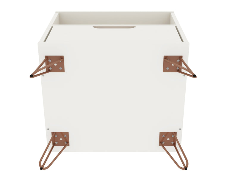 Manhattan Comfort Rockefeller Mid-Century Modern Nightstand with Drawer - White