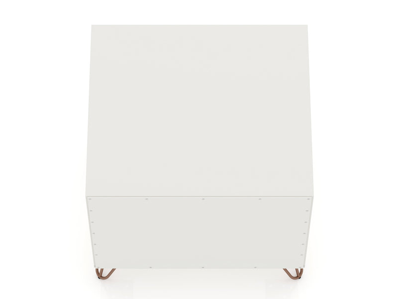 Manhattan Comfort Rockefeller Mid-Century Modern Nightstand with Drawer - White