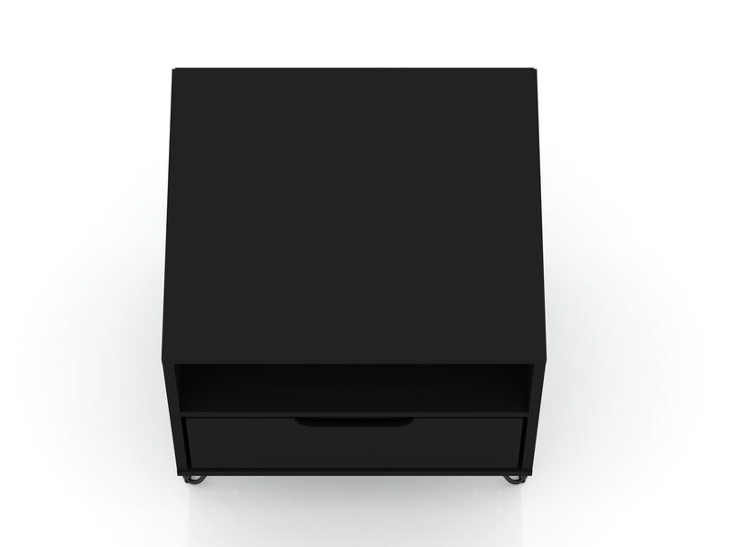 Manhattan Comfort Rockefeller Mid-Century Modern Nightstand with Drawer - Black