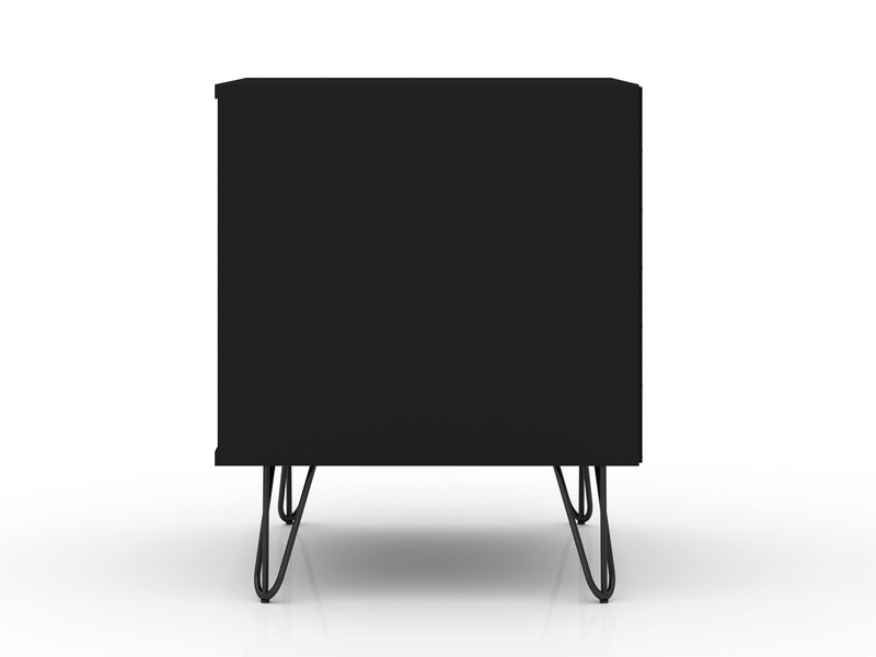 Manhattan Comfort Rockefeller Mid-Century Modern Nightstand with Drawer - Black