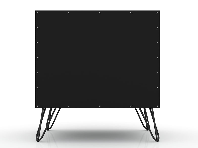 Manhattan Comfort Rockefeller Mid-Century Modern Nightstand with Drawer - Black