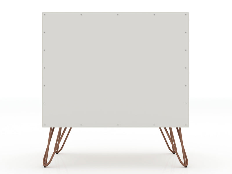 Manhattan Comfort Rockefeller Mid-Century Modern Nightstand with Drawer - Off White & Natural