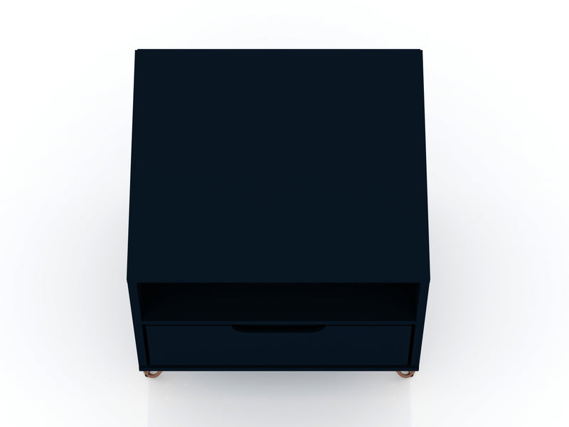 Manhattan Comfort Rockefeller Mid-Century Modern Nightstand with Drawer - Tatiana Midnight Blue