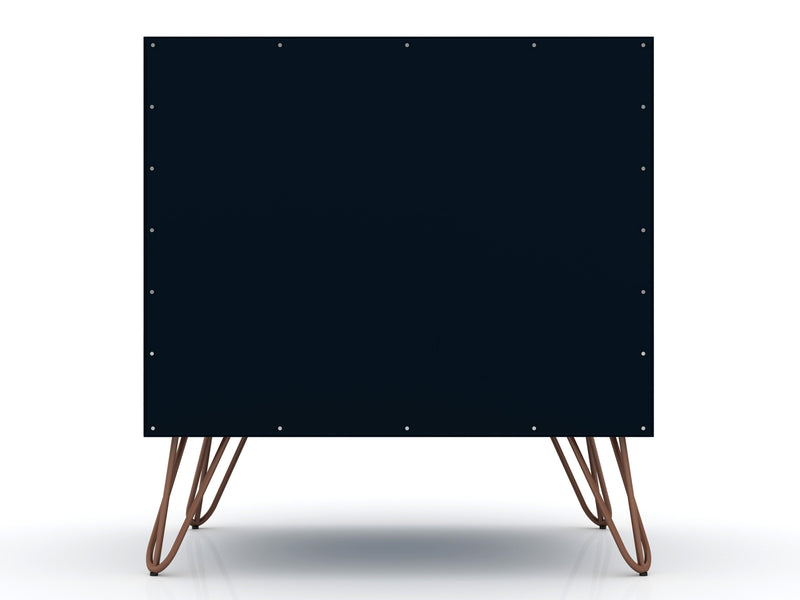 Manhattan Comfort Rockefeller Mid-Century Modern Nightstand with Drawer - Tatiana Midnight Blue