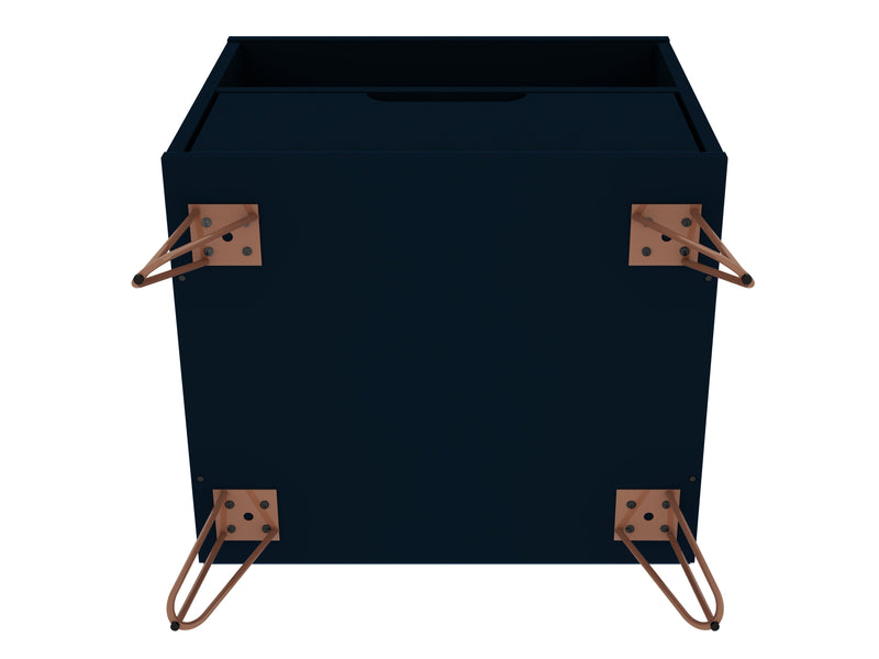 Manhattan Comfort Rockefeller Mid-Century Modern Nightstand with Drawer - Tatiana Midnight Blue