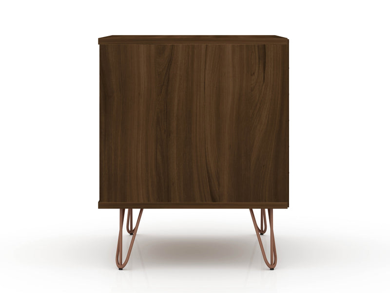Manhattan Comfort Rockefeller Mid-Century Modern Nightstand with Drawer - Brown