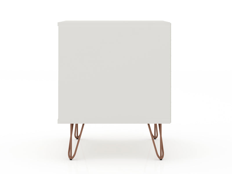Manhattan Comfort Rockefeller Mid-Century Modern Nightstand with Drawer - Off White