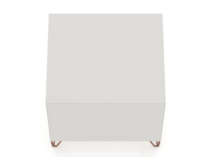 Manhattan Comfort Rockefeller Mid-Century Modern Nightstand with Drawer - Off White