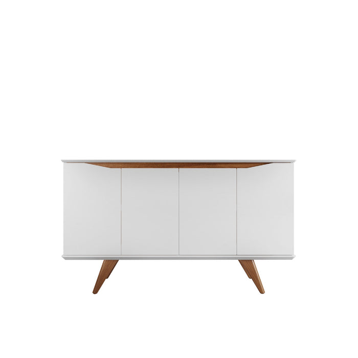 Manhattan Comfort Tudor 53.15” Sideboard with 4 Shelves - White & Maple Cream