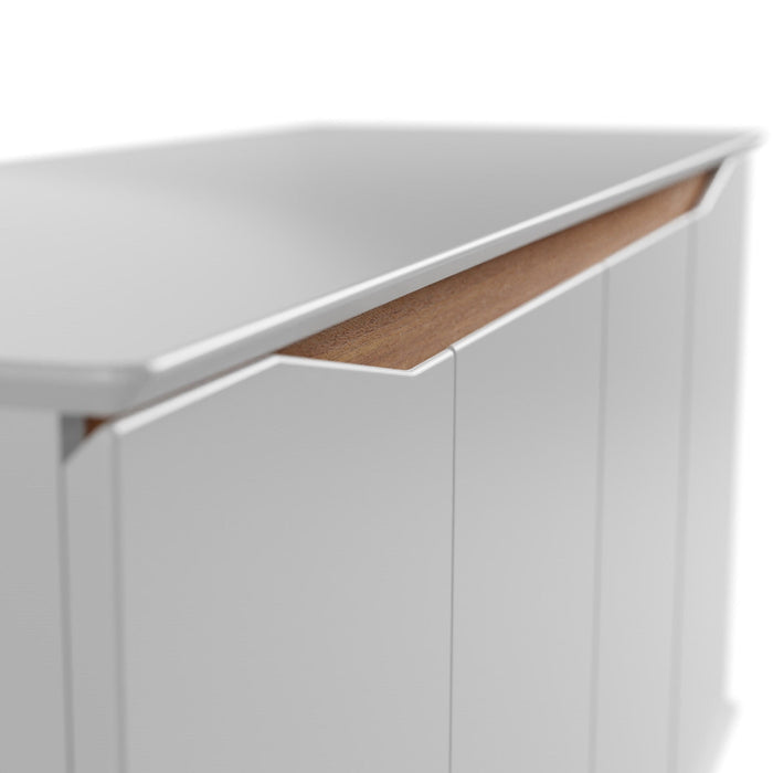 Manhattan Comfort Tudor 53.15” Sideboard with 4 Shelves - White & Maple Cream